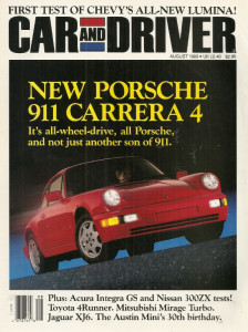 CAR & DRIVER 1989 AUG - CARRERA 4, MINI COOPERS, MIRAGE TURBO
